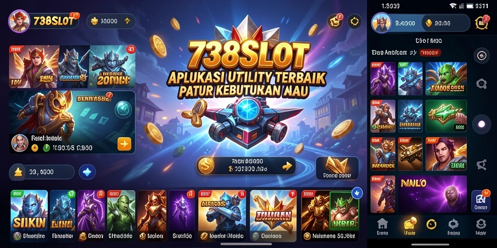 Tampilan utama aplikasi 738SLOT yang user-friendly dan fungsional.