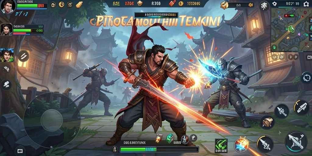 Screenshot gameplay 8768 yang menampilkan pertarungan strategi yang menarik.