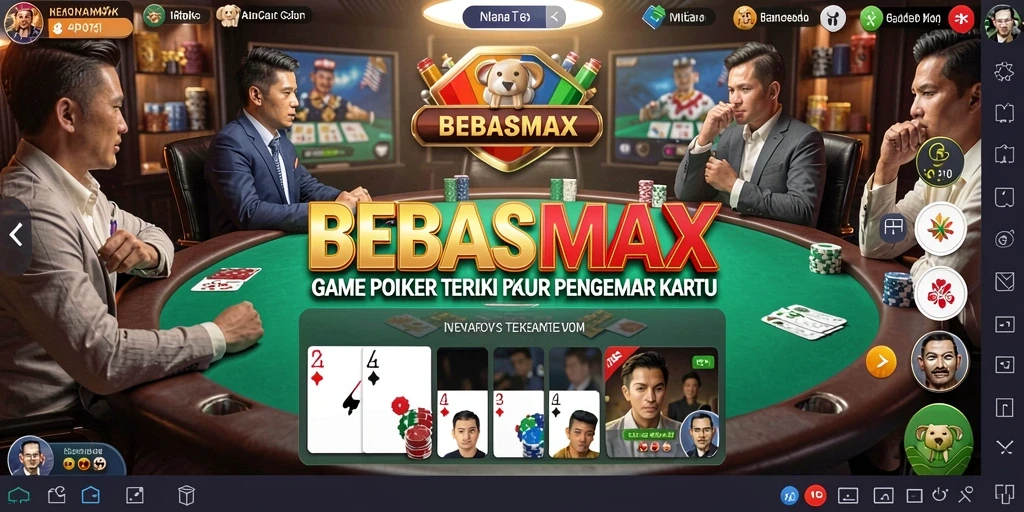 Gameplay mendebarkan di BEBASMAX dengan teman-teman poker.