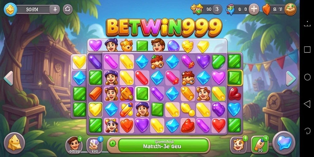 Tampilan gameplay Match-3 yang penuh warna dan menantang di BETWIN999.