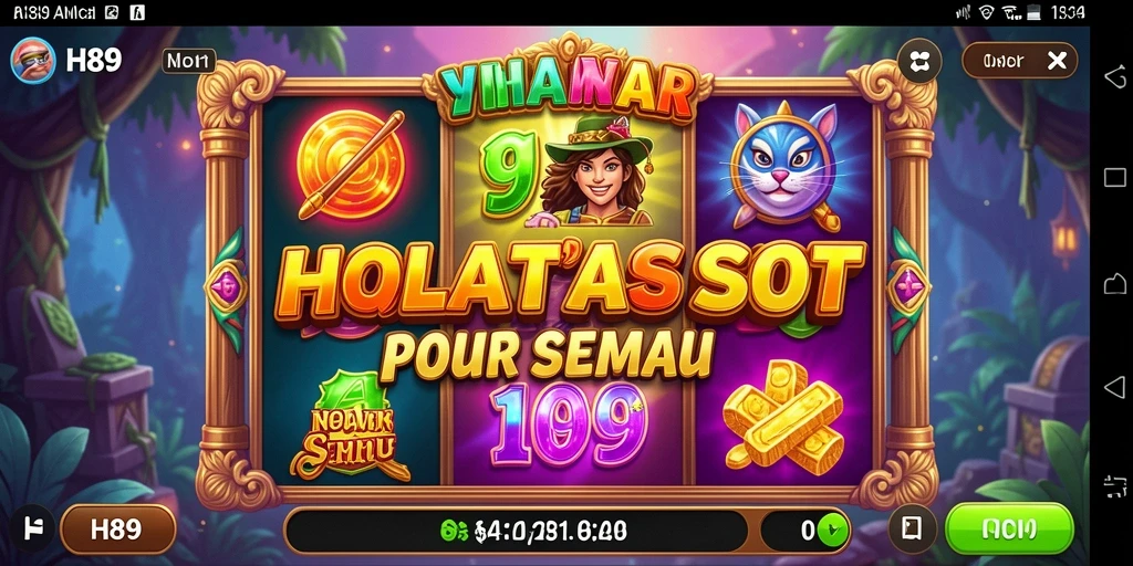 Screenshot gameplay H89 yang menunjukkan mesin slot dengan tema menarik.