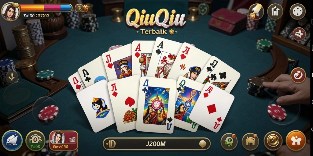 Screenshot gameplay J200M menampilkan aksi seru saat bermain QiuQiu.