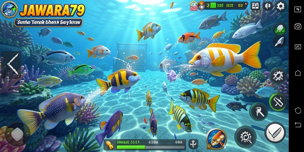 Tampilan screenshot JAWARA79 yang menampilkan keseruan gameplay Tembak Ikan.