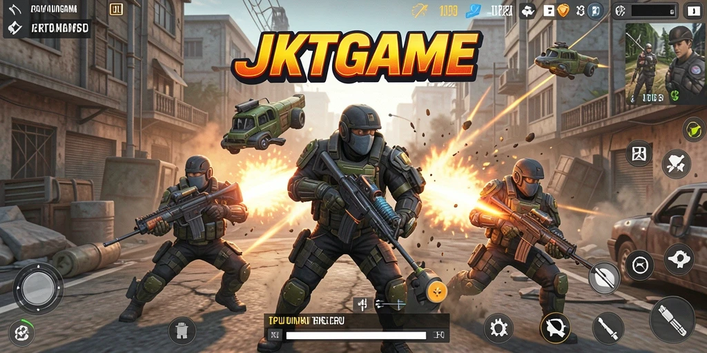 Gameplay seru JKTGAME yang penuh aksi TPS.