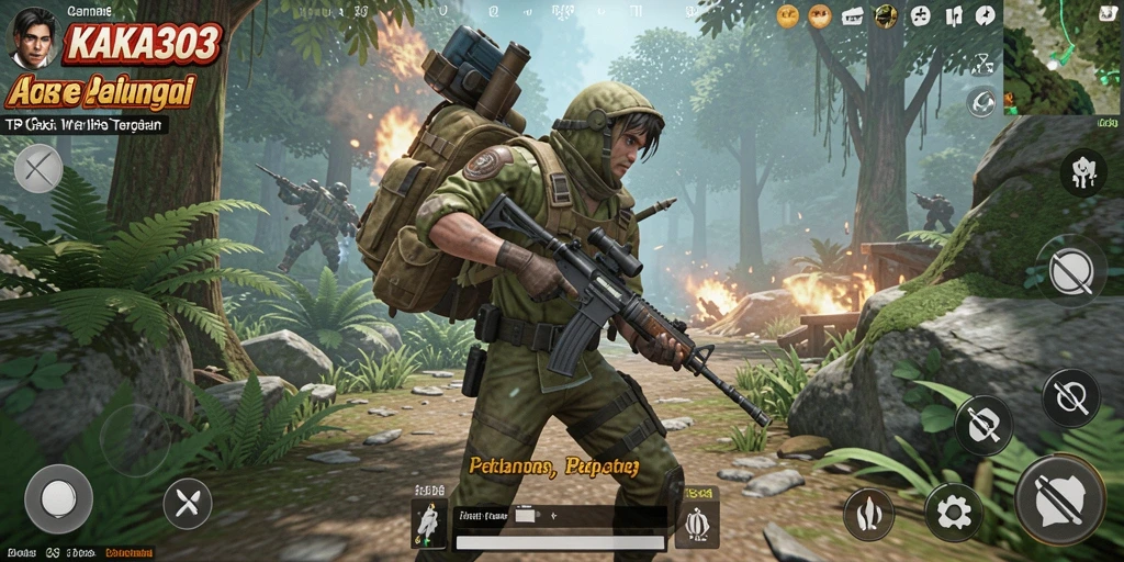 Screenshot gameplay KAKA303 menampilkan pertarungan seru dalam TPS.