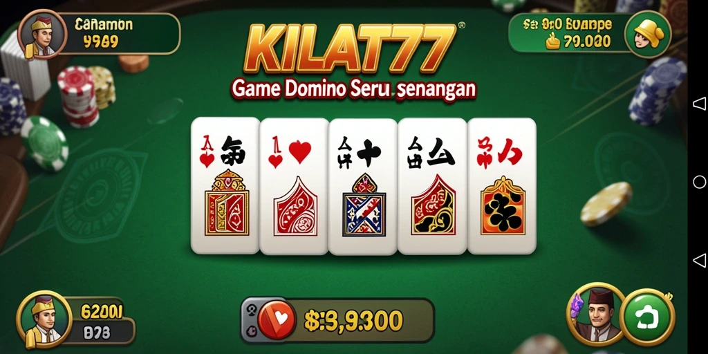 Tampilan gameplay seru dalam KILAT77 dengan kartu Domino.