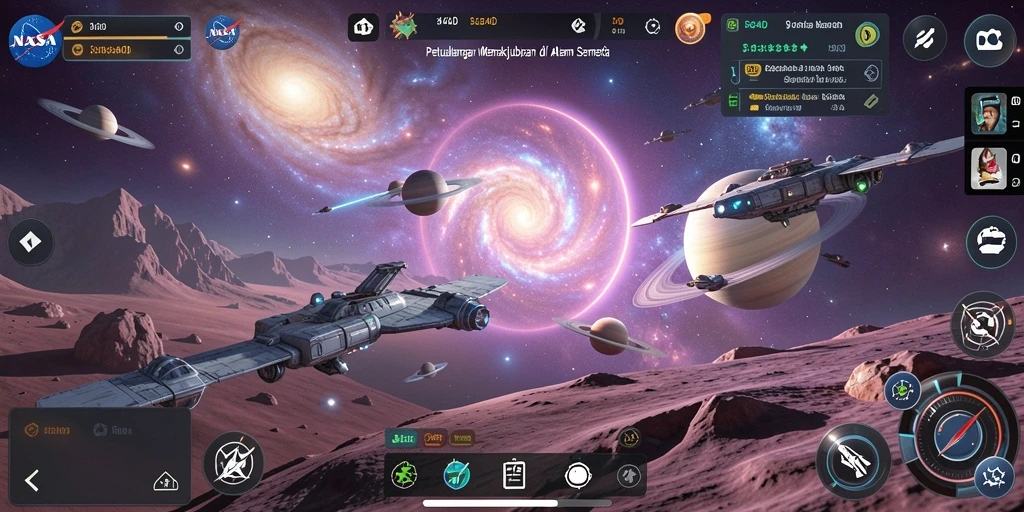 Tampilan gameplay petualangan luar angkasa yang mendebarkan.