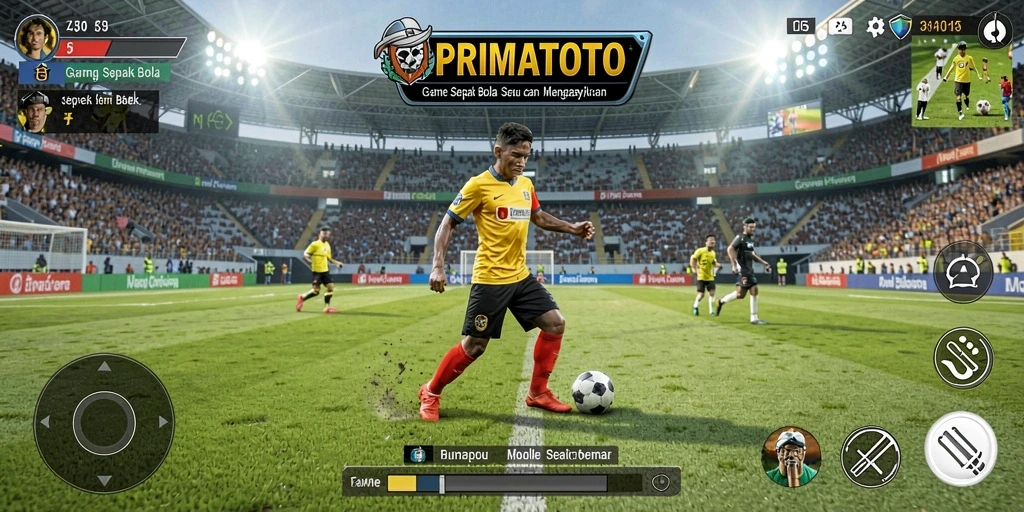 Screenshot gameplay PRIMATOTO yang menunjukkan aksi mendebarkan di lapangan.