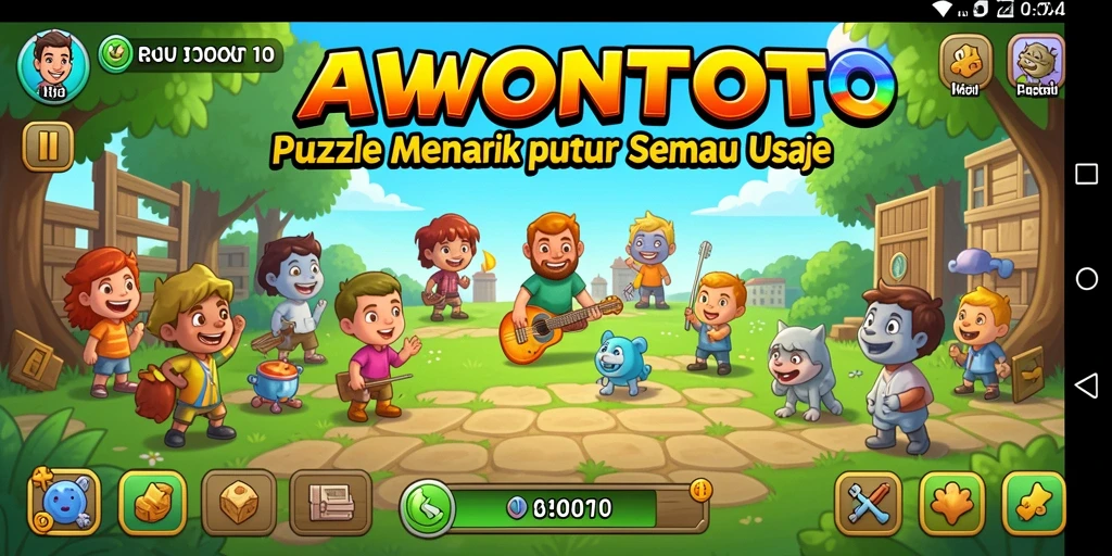 Screenshot utama <strong>RAWONTOTO</strong> menampilkan gameplay Puzzle yang memicu tantangan.