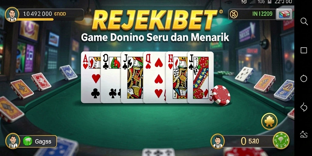 Screenshot gameplay REJEKIBET menunjukkan aksi seru permainan Domino.