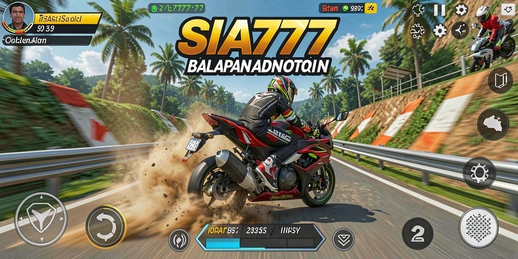 Tangkapan layar SIA777 menampilkan aksi balapan motor yang mendebarkan.