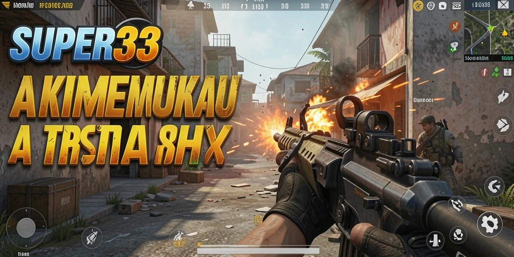 Tangkapan layar menunjukkan aksi intens dalam gameplay FPS SUPER33.