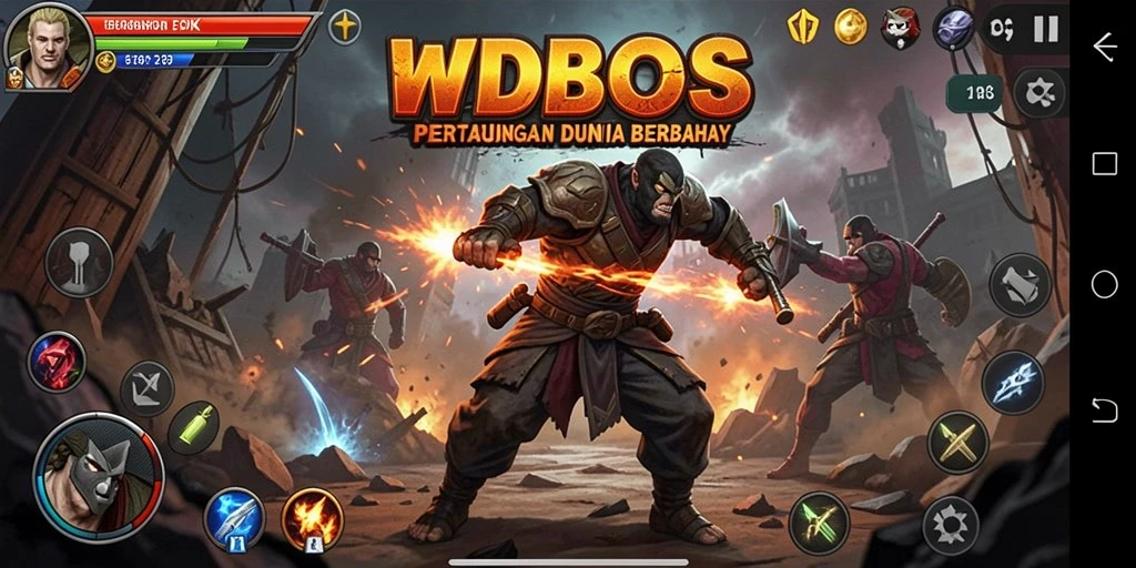 Screenshot gameplay <strong>WDBOS</strong> menunjukkan aksi pertarungan yang seru.